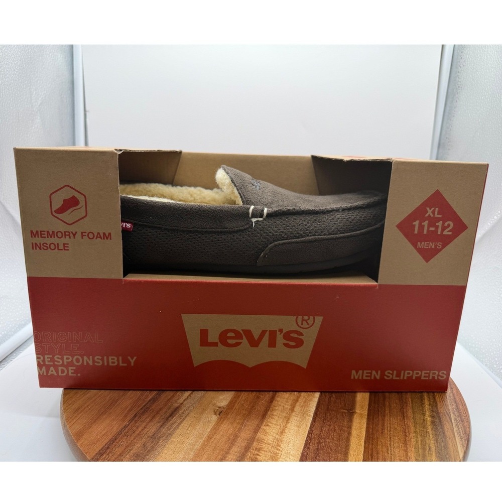 Levis Across Top Front Men's 11-12 XL Moccasin Brown Memory Foam Shoes 0686